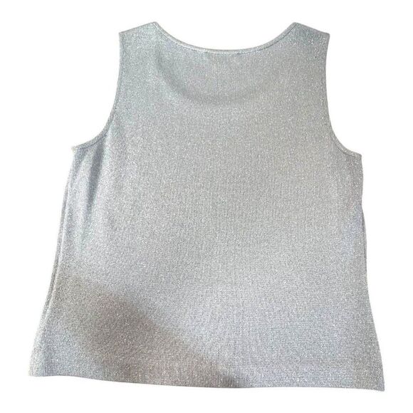 St. John Womens Silver Metallic Knit Tank Top Camisole Under Shirt Size M READ - Picture 4 of 5